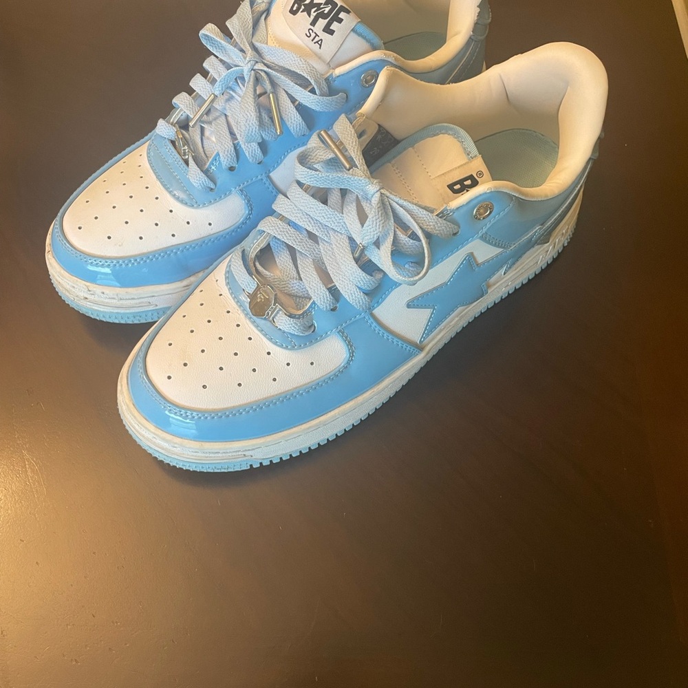 Bape Kids Sky Blue and White Sneakers